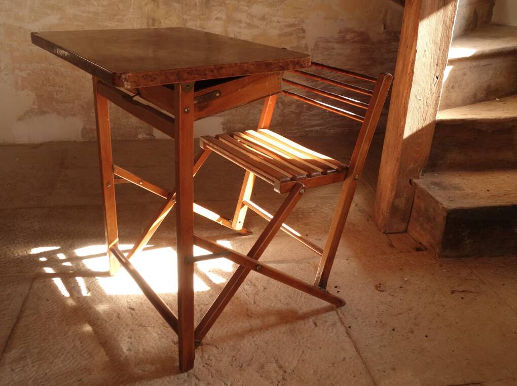 Foldable school desk from the 70s.