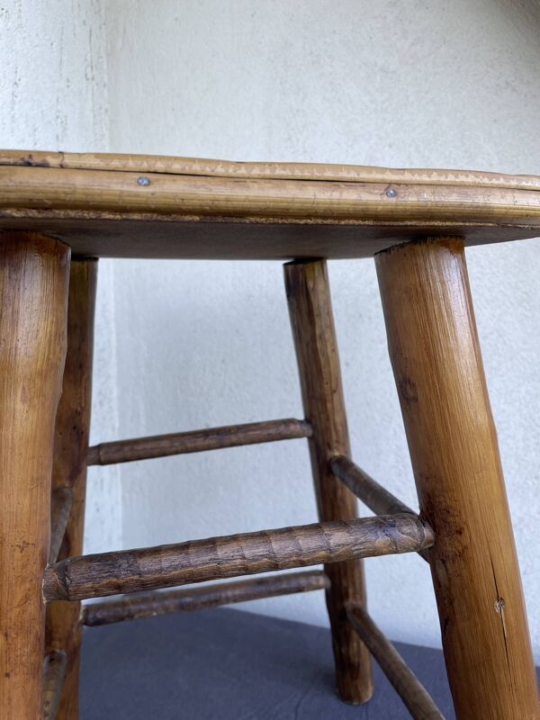 Tabouret châtaignier et bambou