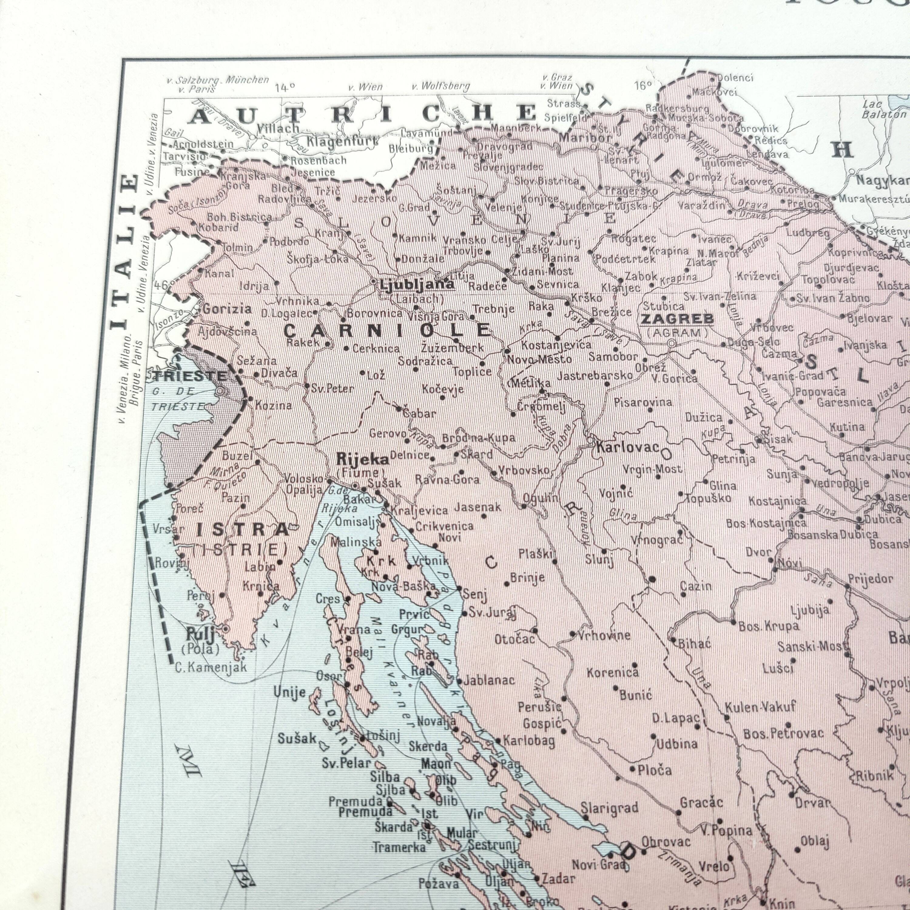 Old map of Yugoslavia and Albania 43x43cm from 1950