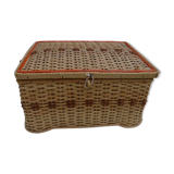 Vintage sewing box wicker bamboo 1950