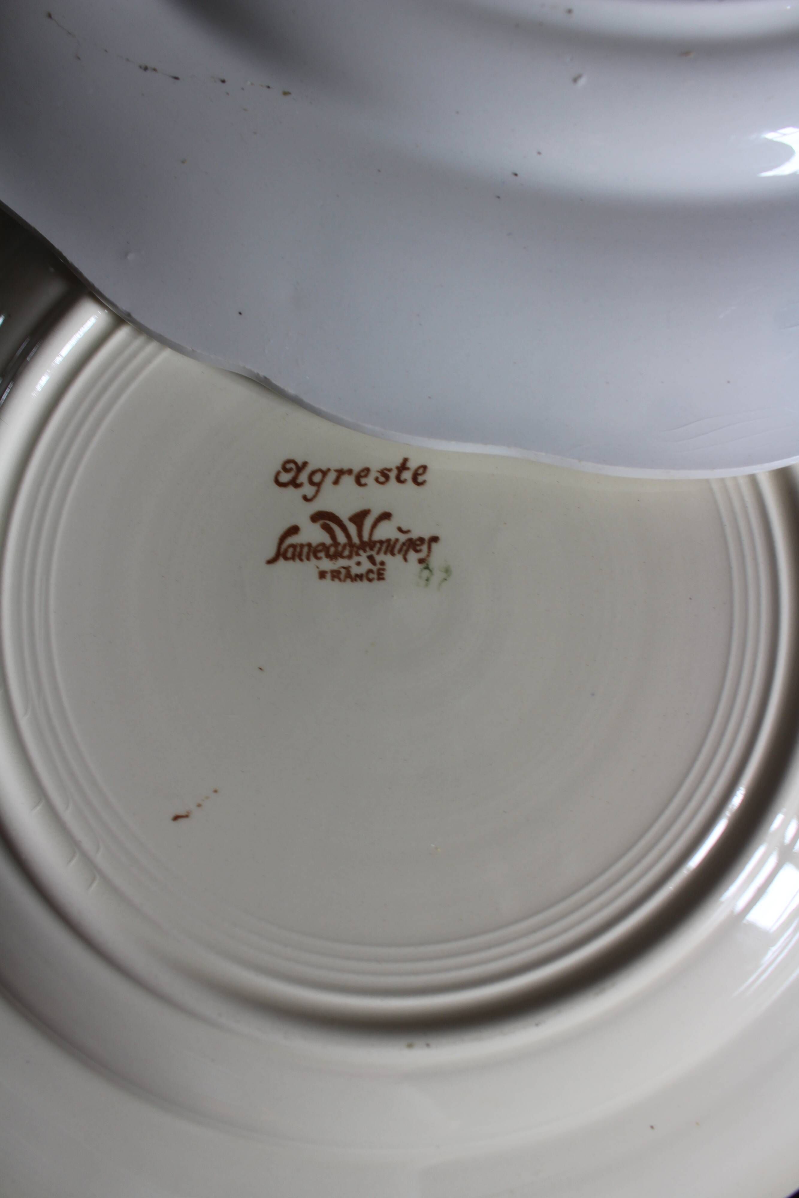 A set of 6 flat plates pairs Sarreguemines Lunéville Blue Flowers.