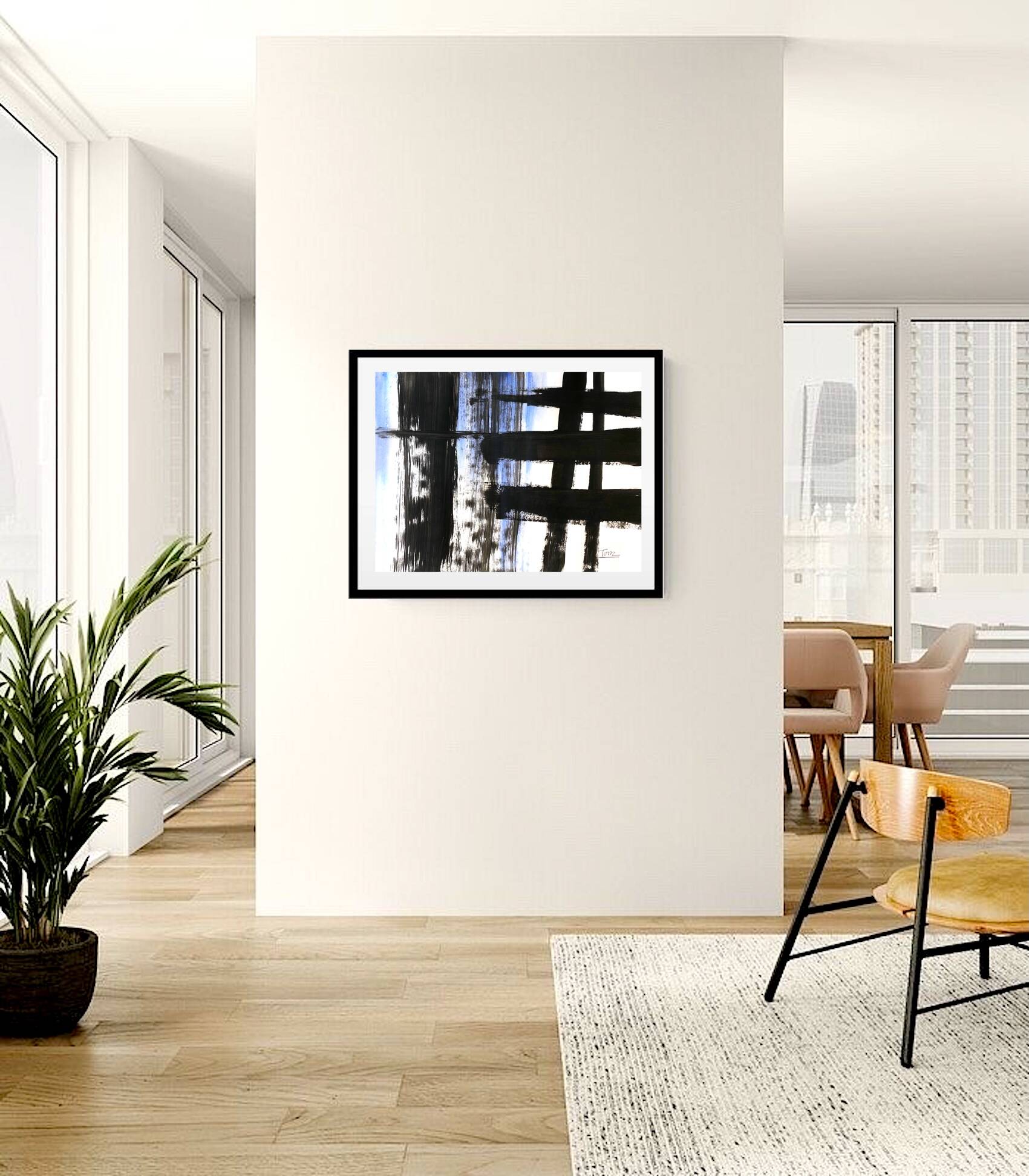 Original and unique abstract painting - Tribute to Soulages