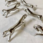 6 silver-plated knife rests in the shape of a horse. 1960s