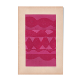 Collage et peinture sur papier ancien - M696 Rose indien - signé Eawy