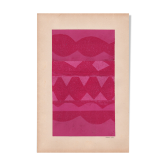 Collage and painting on old paper - M696 Indian Rose - signed Eawy