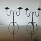 Pair of black wrought iron brutalist candlesticks 50s 60s