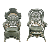 Perret & Vibert pair of ornate rattan armchairs, circa 1890