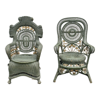 Paire de fauteuils en rotin ouvragés Perret & Vibert  vers 1890