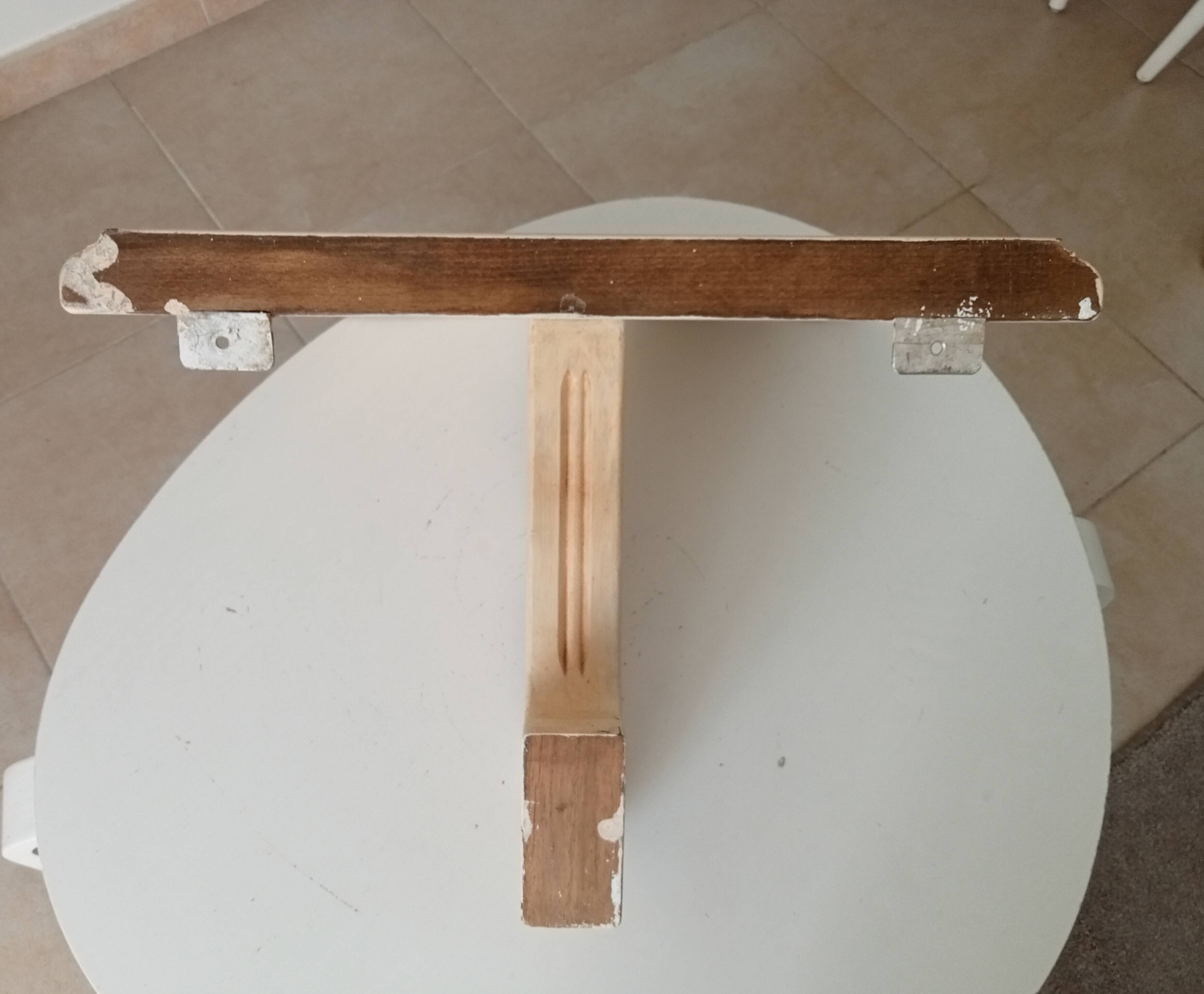 Vintage solid oak wall-mounted console shelf