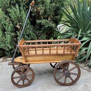 19th century cart in wood and wrought iron, garden cart, storage