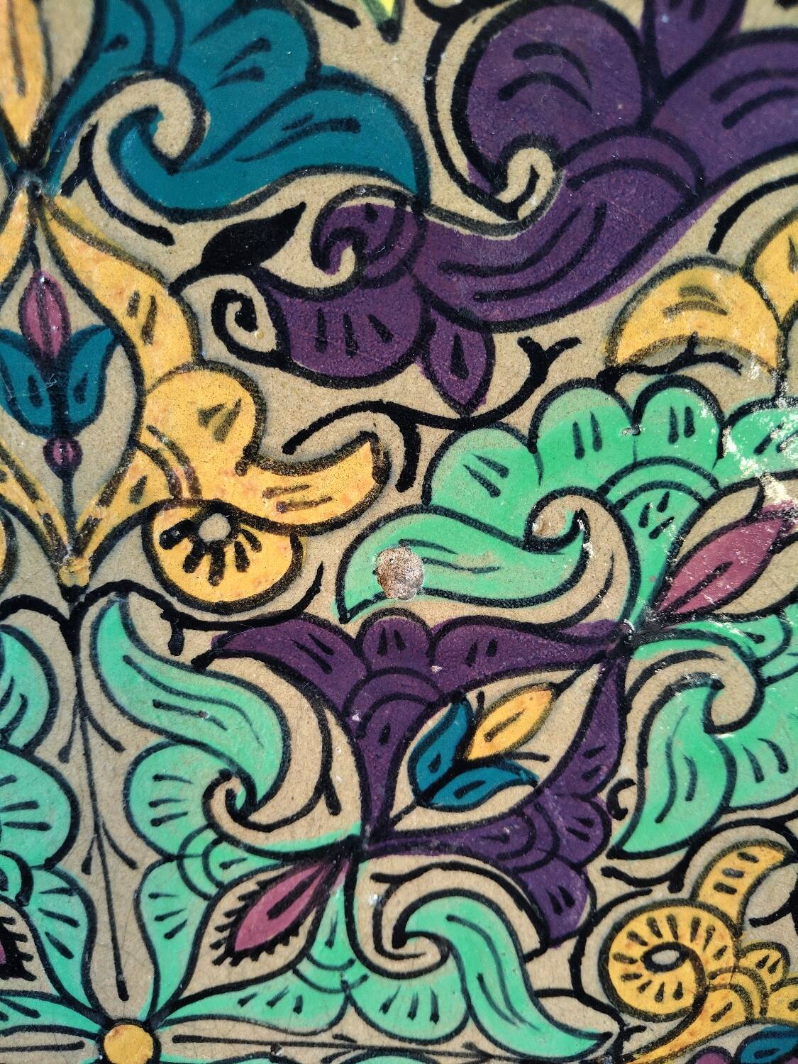 Large artisanal plate from Fès – 38 cm – Painted Moroccan ceramic