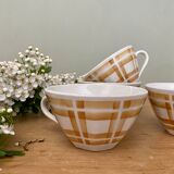 Lot de 4 tasses à café ancienne en porcelaine opaque de Badonvillier