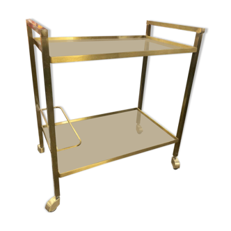 Serving bar trolley glass brass