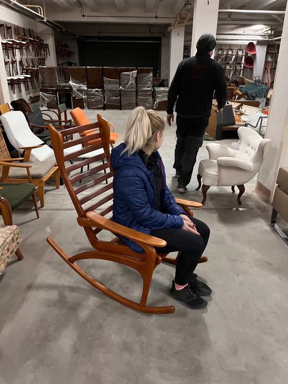 1960s pair of beech rocking chairs by uluv, czechoslovakia