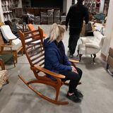 1960s pair of beech rocking chairs by uluv, czechoslovakia