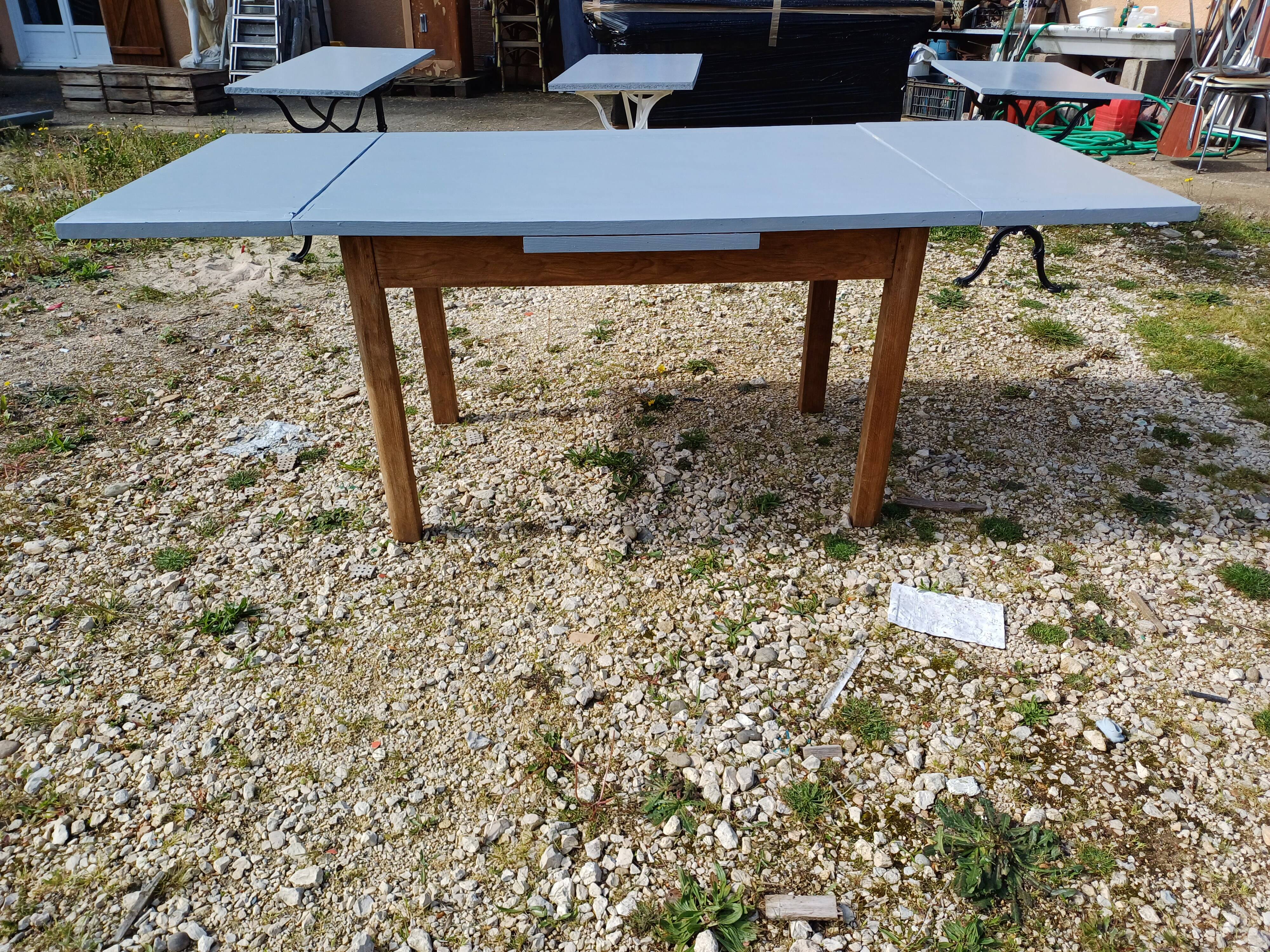 1950s Wooden Table with Extensions