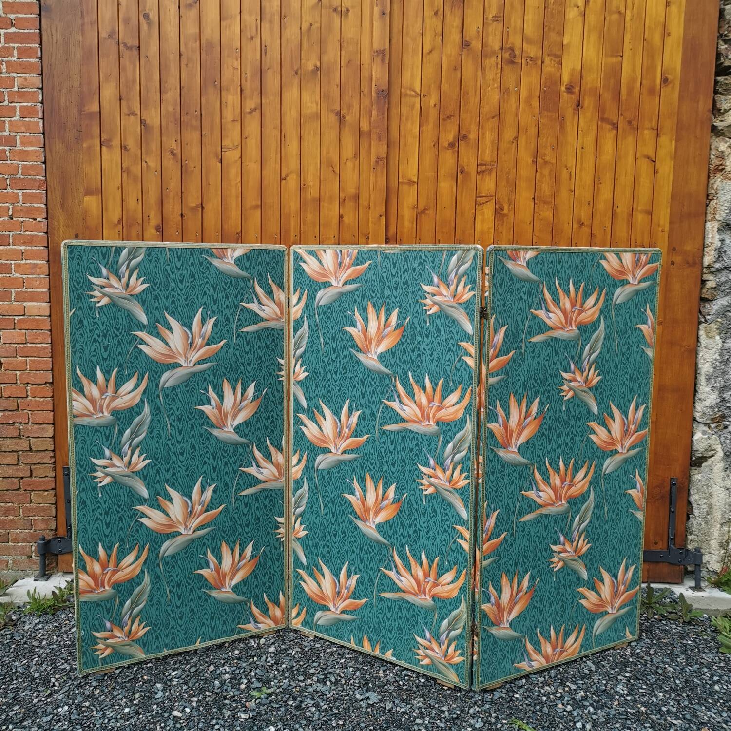 Large vintage fabric screen