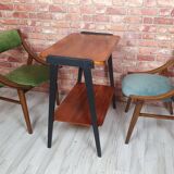 Renovated GFM 57 chair, Skoczek, designed by J. Kędziorek, navy blue