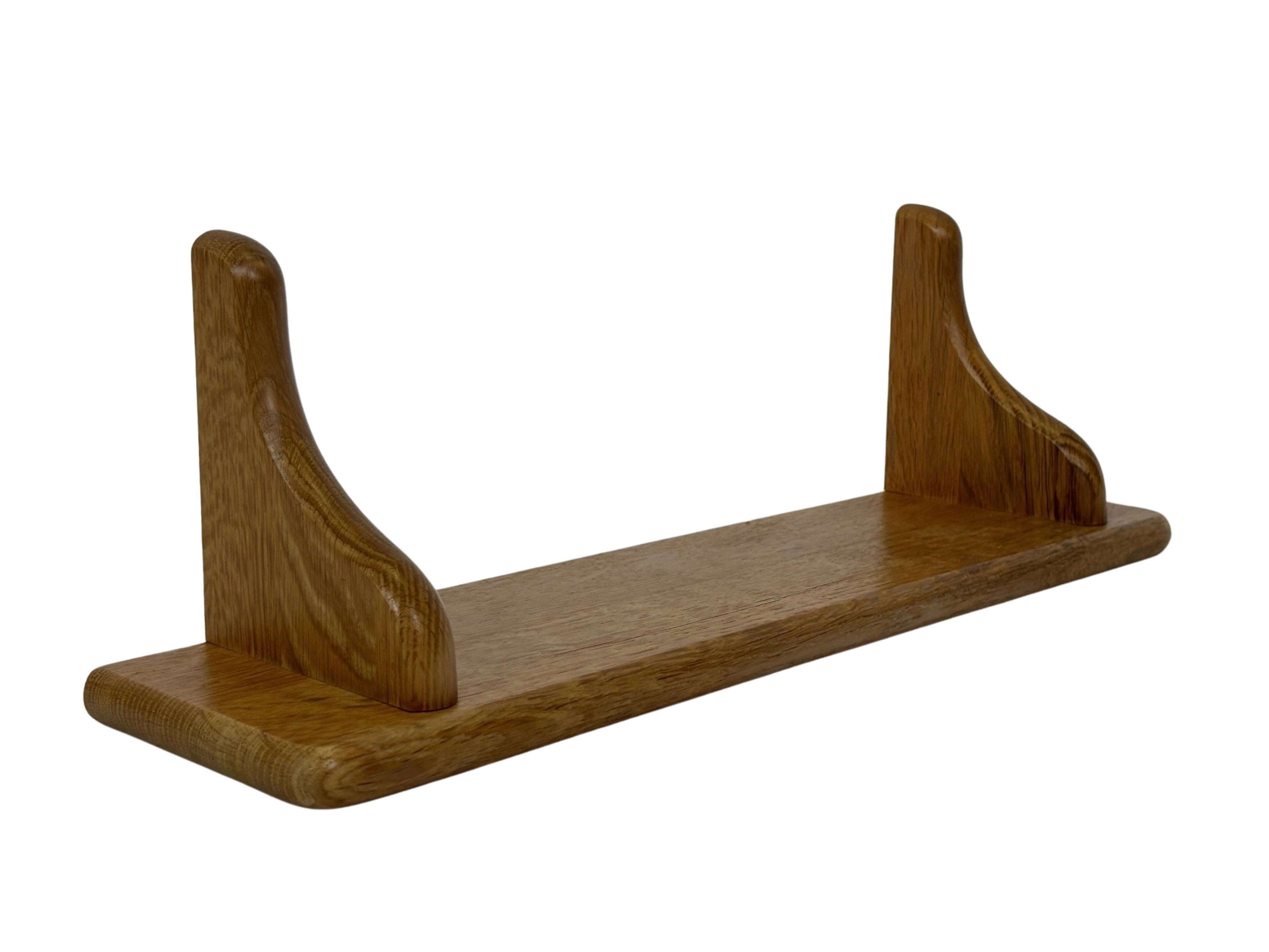 Vintage oak wall rack book shelf 1970s wood minimalist design