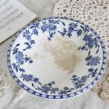 Vintage porcelain pedestal plate Dresden - Blue and white floral pattern
