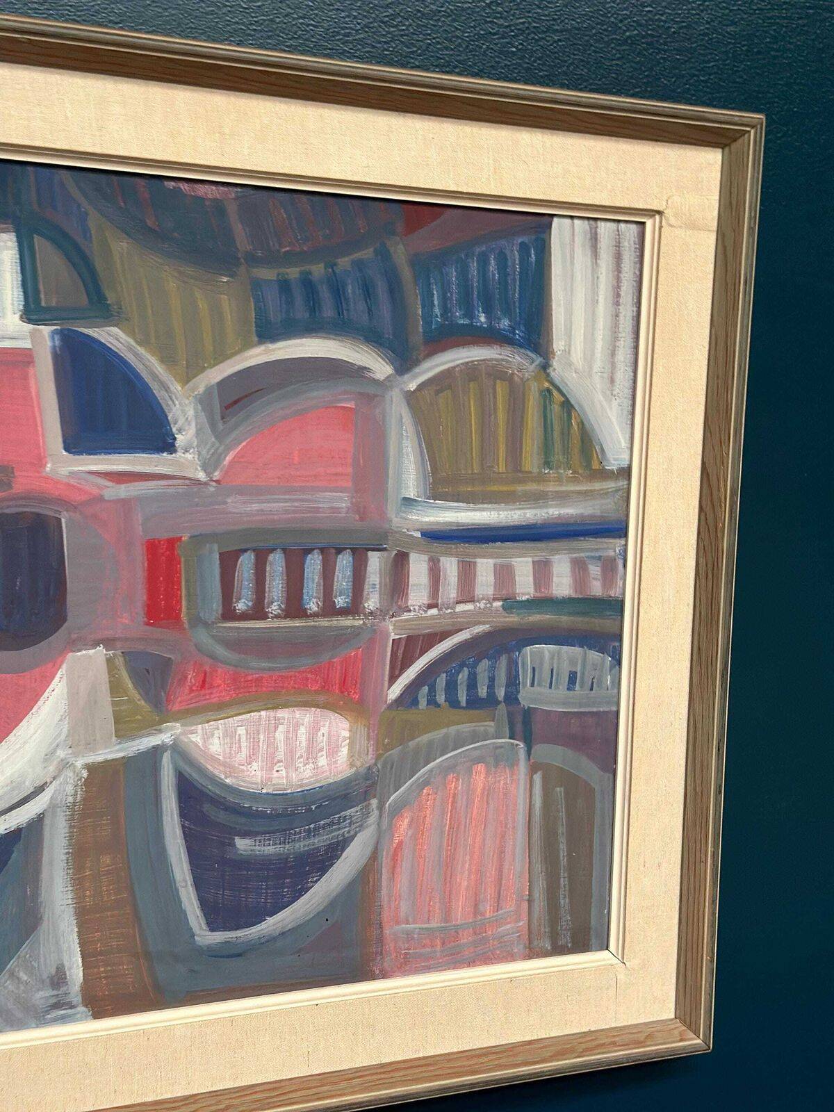 Huile sur panneau originale suédoise – « Guitare » par Ingemar Hammar – Datée de 1964 – Vintage et encadrée