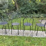 Black chair in vintage wrought iron 1980