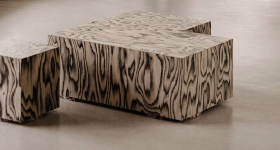 Sottsass object 106 wood veneer side table