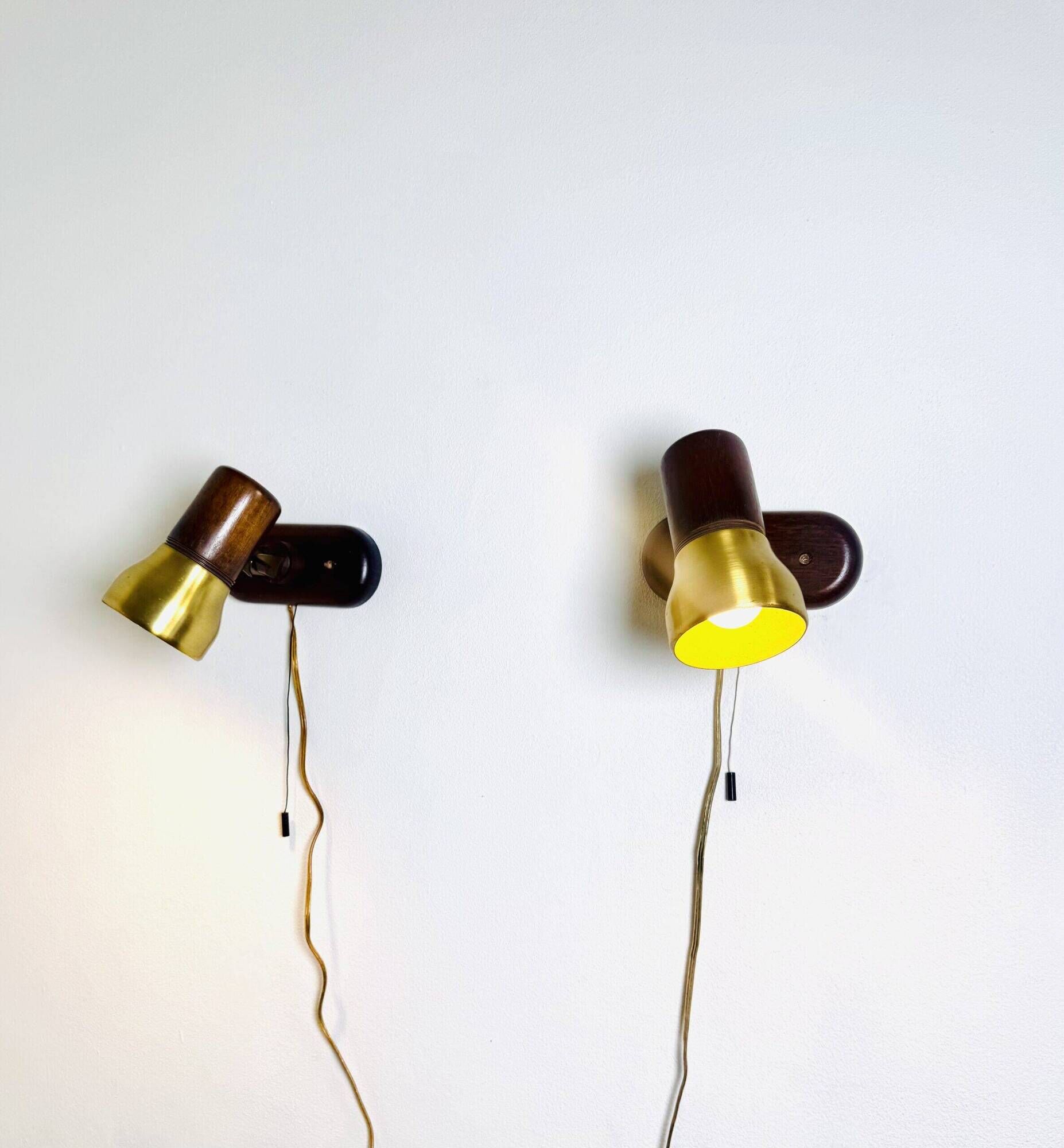 Brass And Amfrosia Wall Lamps By Temde Leuchten, Switzerland 1960S