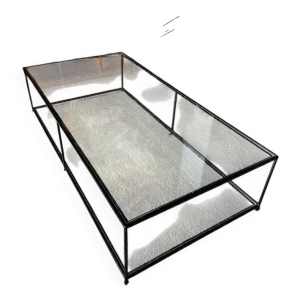 Table basse AMPM en verre trempé et fer forgé