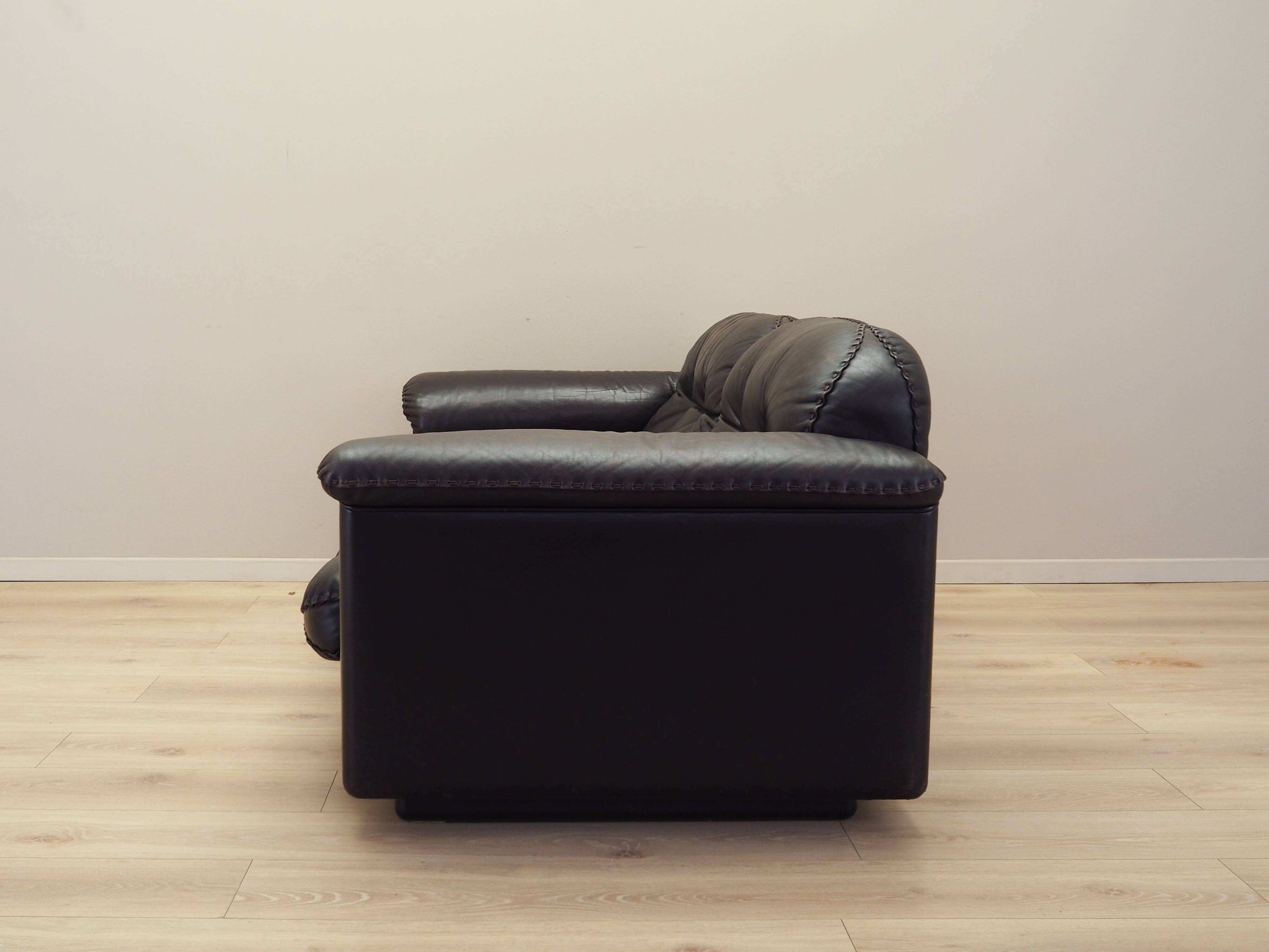 Brown leather sofa, Swiss design, 1970s