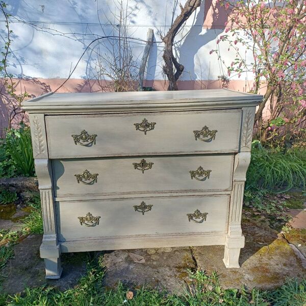 Petite commode de chambre ancienne patiné 3 tiroirs