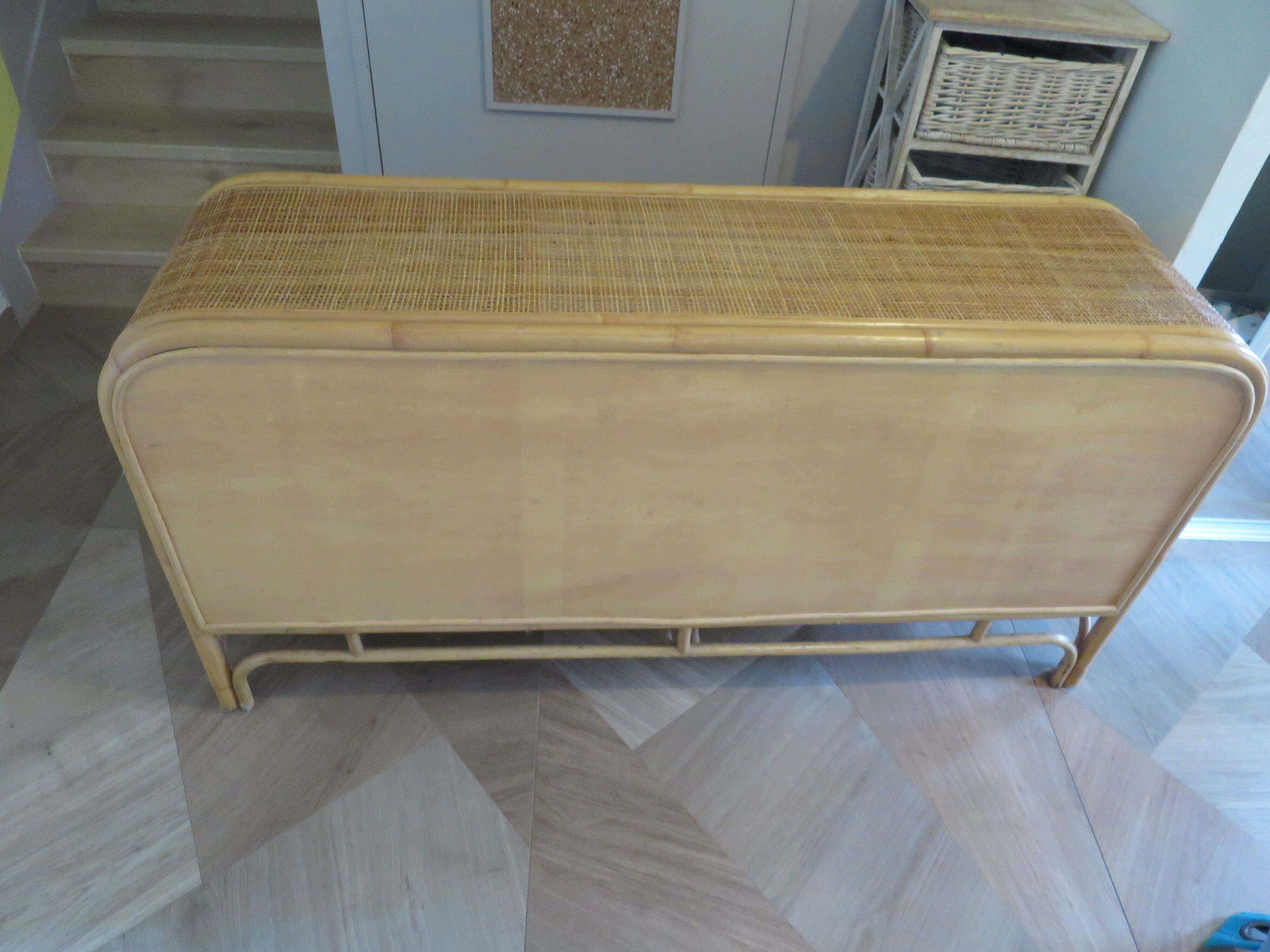 Buffet bas 2 portes -rotin tressé-bambou -cannage