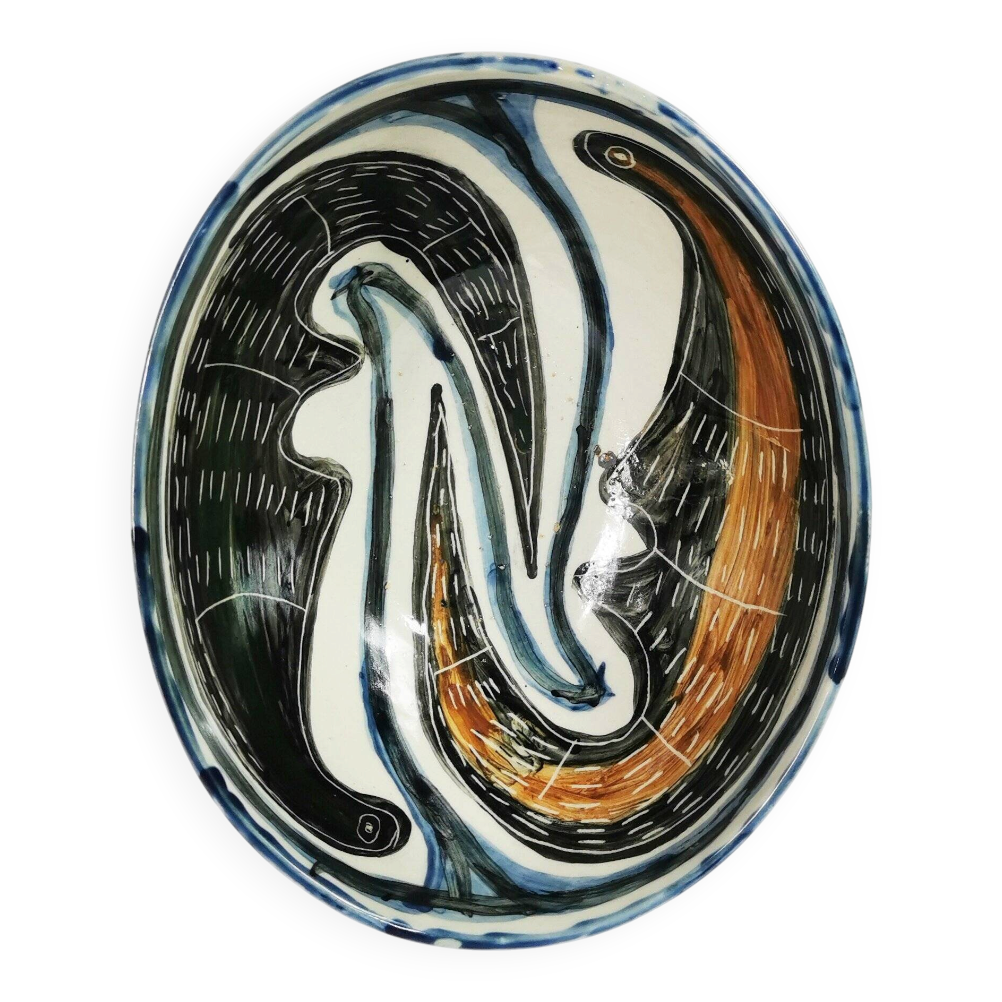 Ceramic bowl with an organic motif, Czechoslovakia, 1970s.