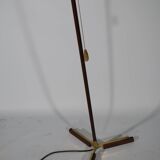 Teak Tripod Micheline Floor Lamp from Brass by JT Kalmar for Kalmar, 1950s