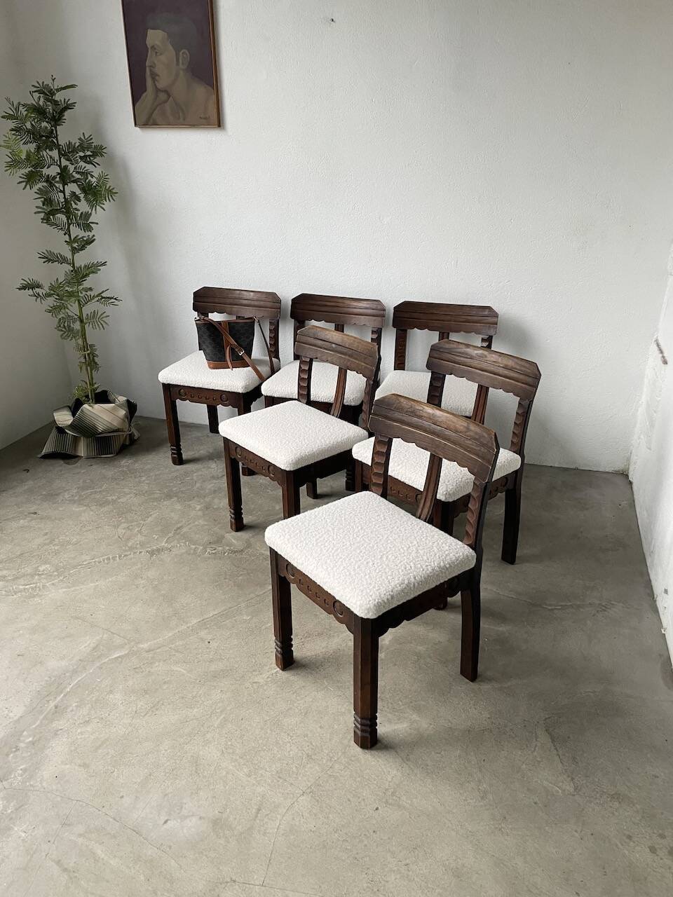 Set of 6 brutalist chairs from the 1940s