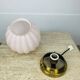 Pink art deco opaline globe wall light, gilded brass base, ceiling light
