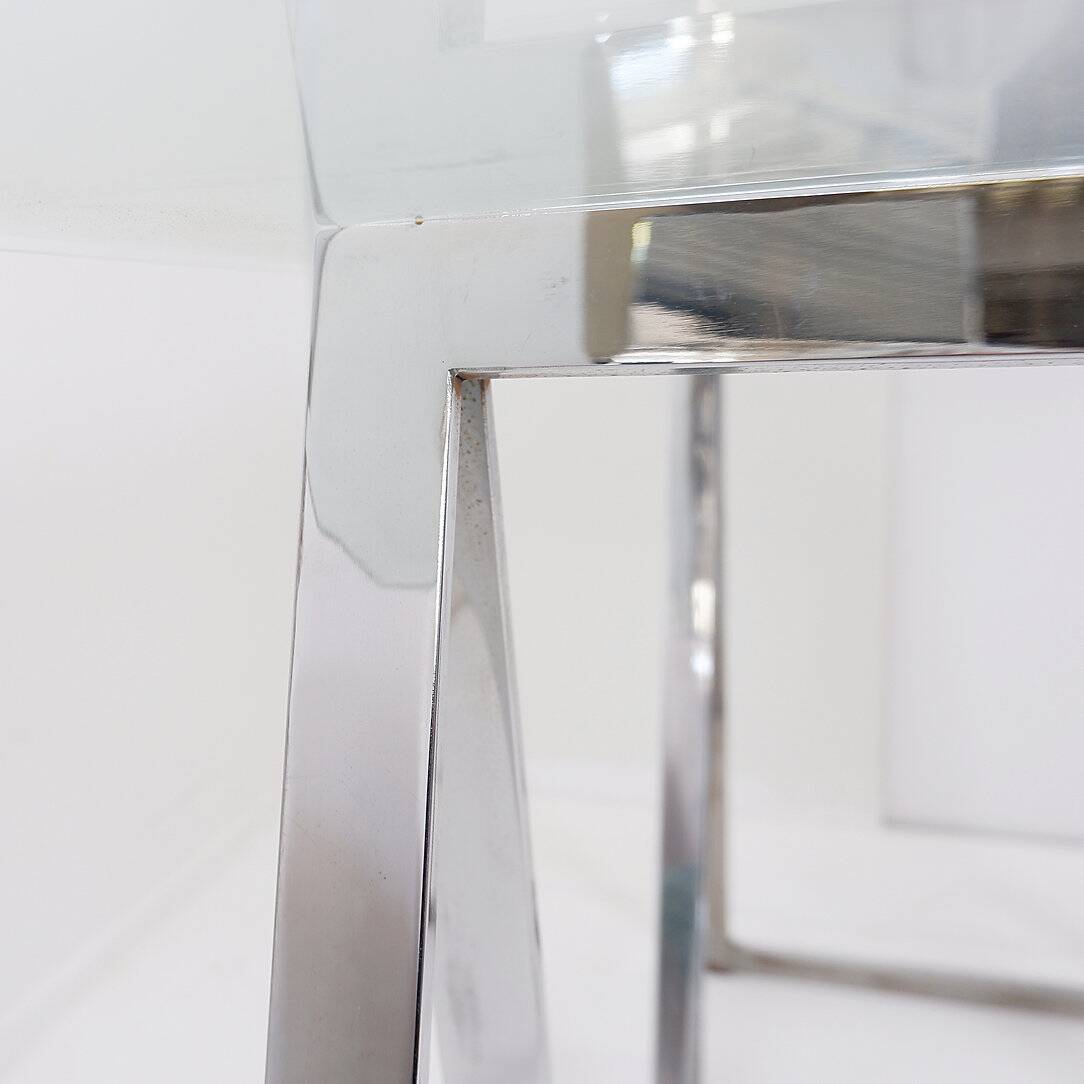 Bureau en verre et métal chromé, 1970