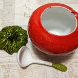 Strawberry Barbotine Tureen with Spoon