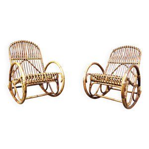 Chaises berçantes en - bambou