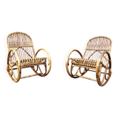 Chaises berçantes en bambou vintage, années 1960 - ensemble de 2