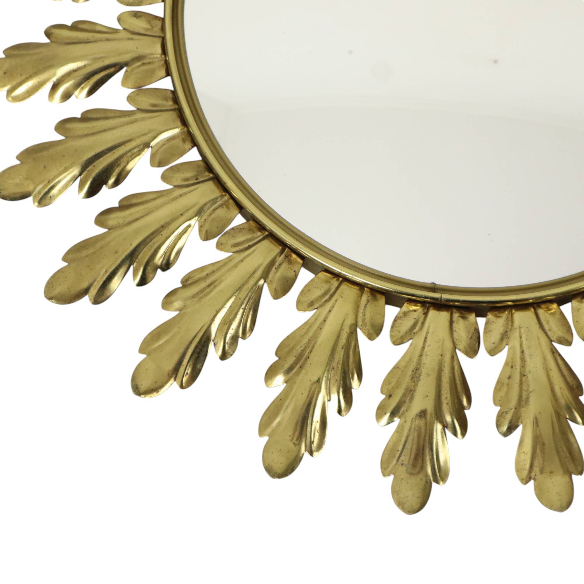 Mid Century Copper Plated Metal Sun Mirror Deknudt Convex 50cm