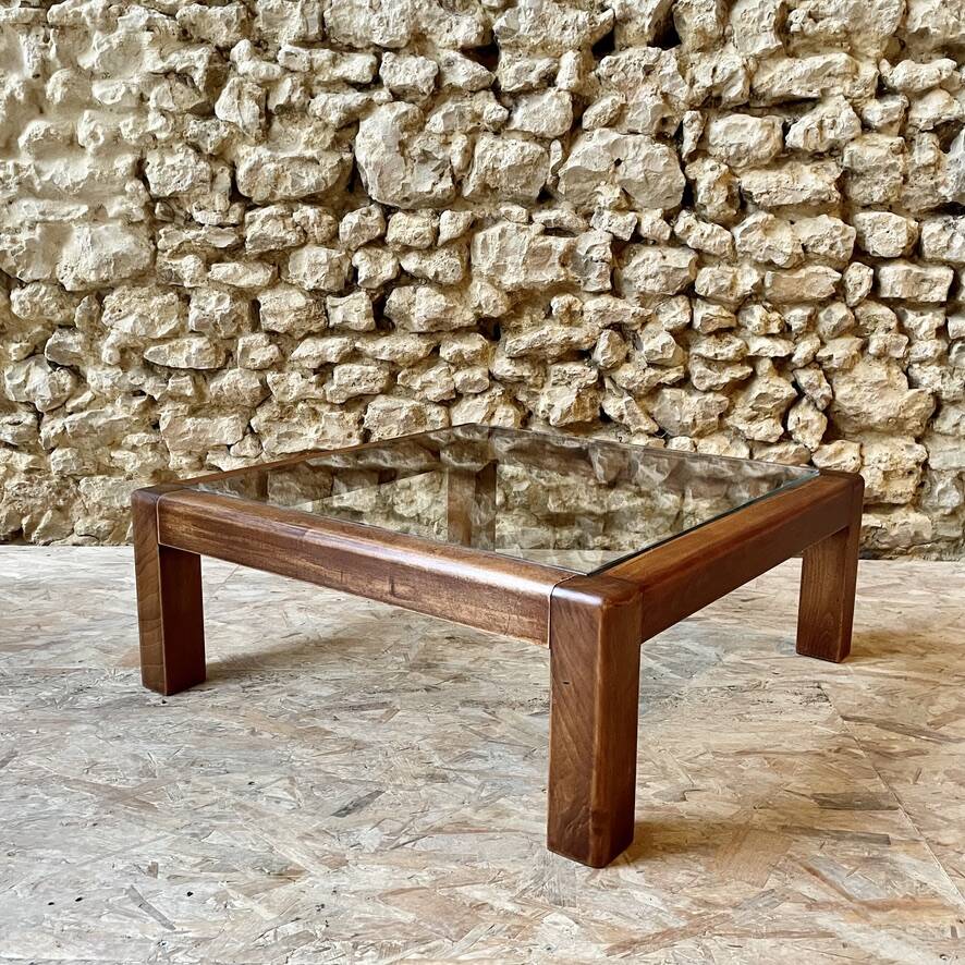 Table basse bois et verre