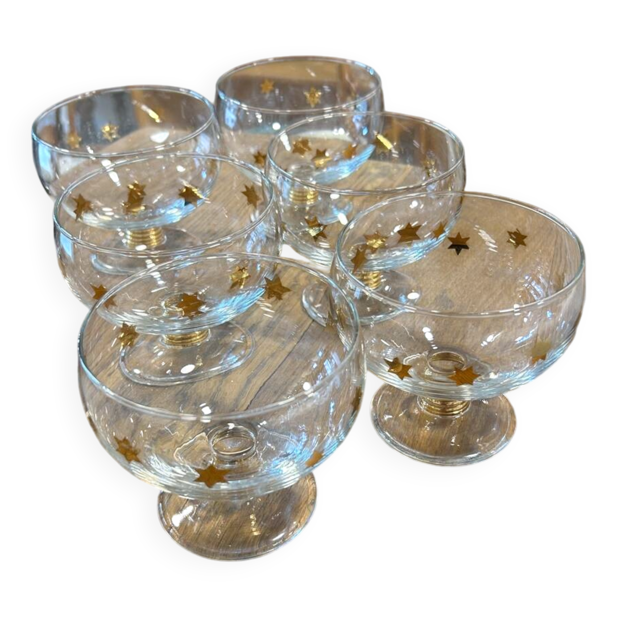 6 gold star ice cream cups 1950/60