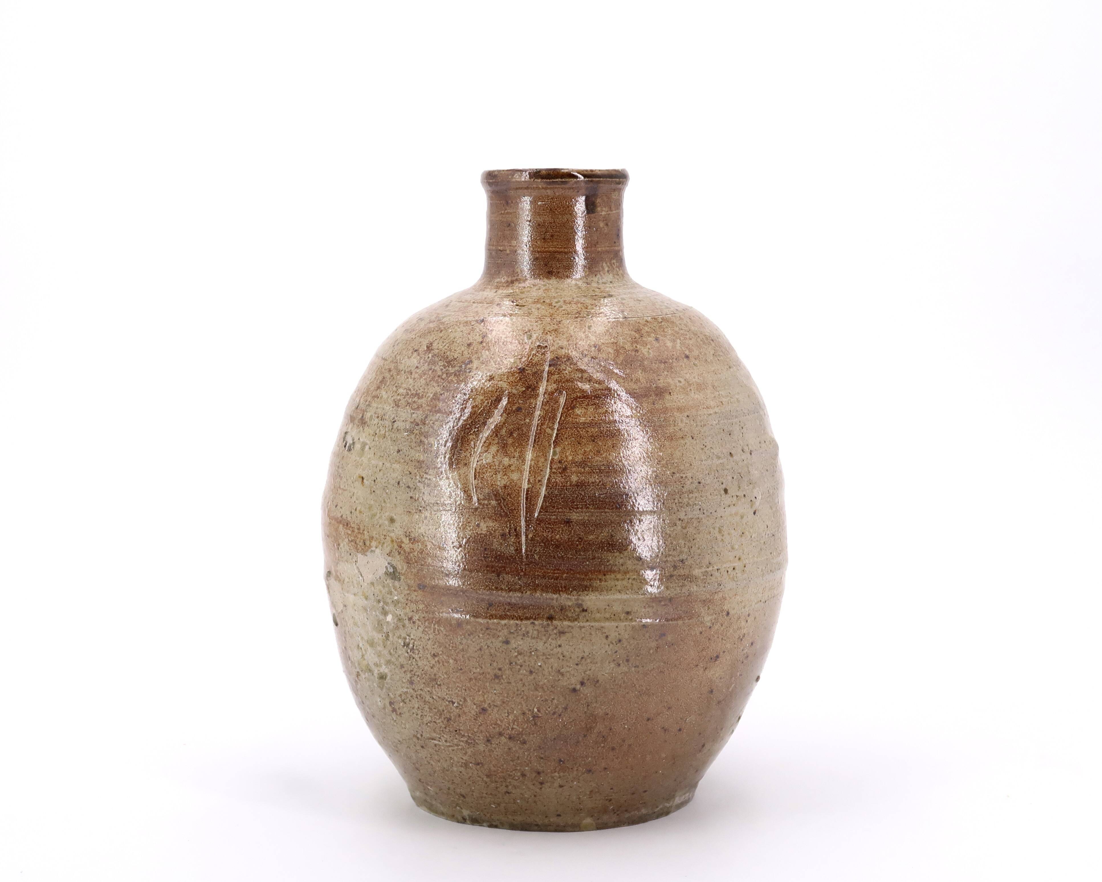 Stoneware bottle vase by Jean Michel Doix