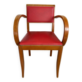 Bridge Vintage Armchair – Curved Design & Red Vinyl – 1950