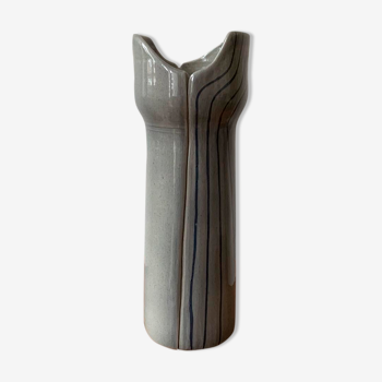 Enamelled ceramic vase signed - 1980s