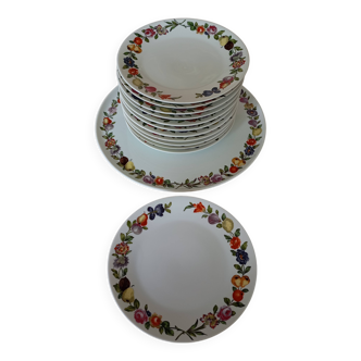 Dish & 12 dessert plates Porcelain of Paris "The Four Seasons"