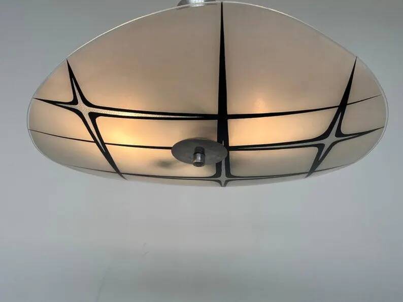 Mid-century design glass pendant by Napako, Czechoslovakia, 1970s.