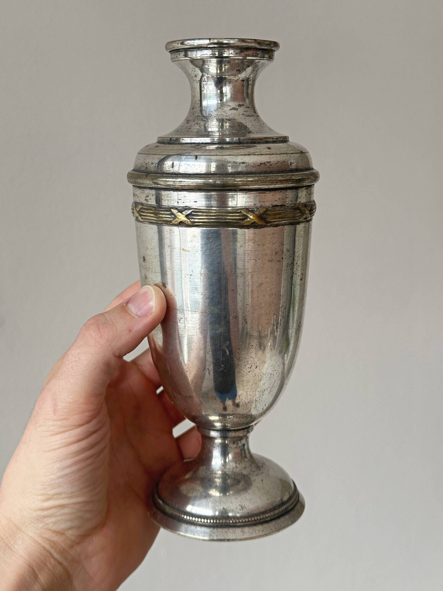 Pair of antique silver-plated vases