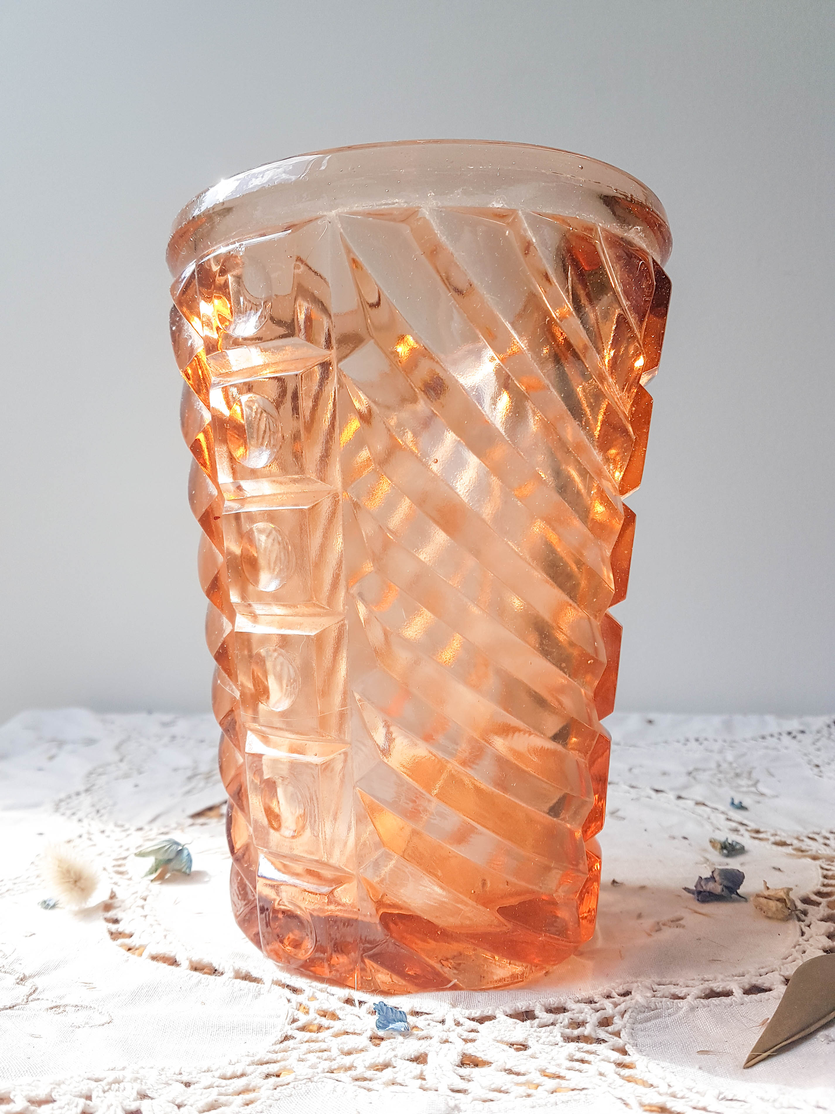 Art Deco style pink glass vase